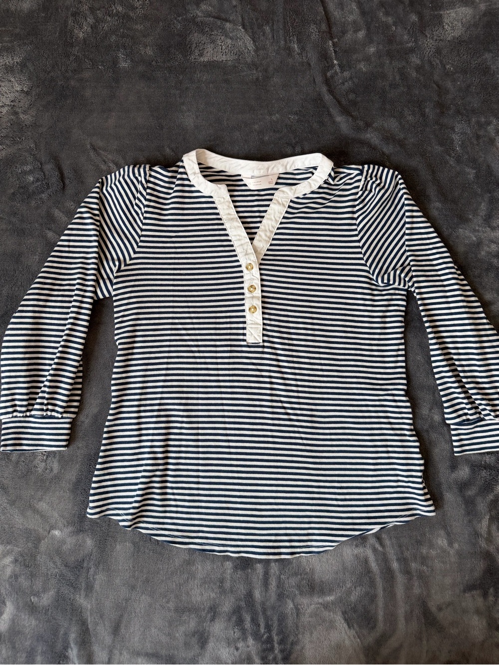 LC Lauren Conrad Navy & White Striped Pullover Women's Top Size Large.
